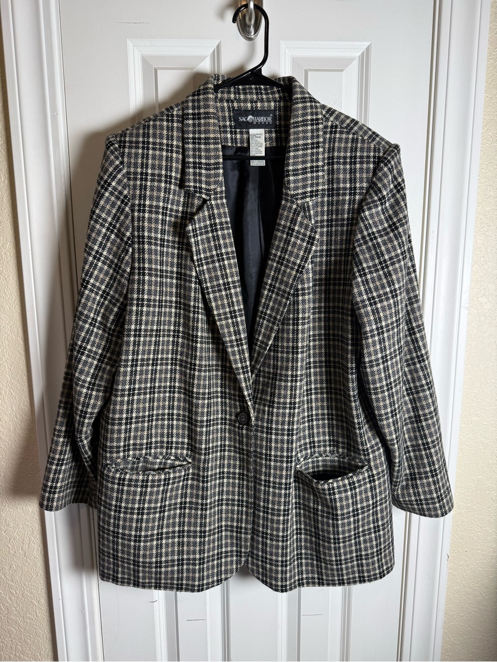 Sag Harbor Black and White Plaid Women's Blazer